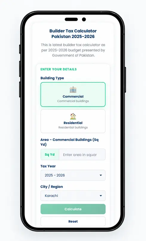 Builder Tax Calculator Pakistan 2026-2027 | FBR Rates 1 Builder Tax Calculator