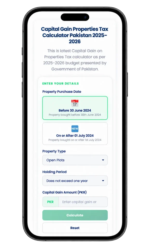 Gain Tax on Properties Tax Calculator Pakistan 1 Capital Gain Properties Tax Calculator