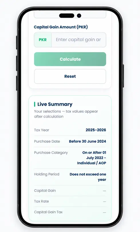 Capital Gain Securities Tax Calculator Pakistan 2026-27 2 Capital Gain Securities Tax Calculator