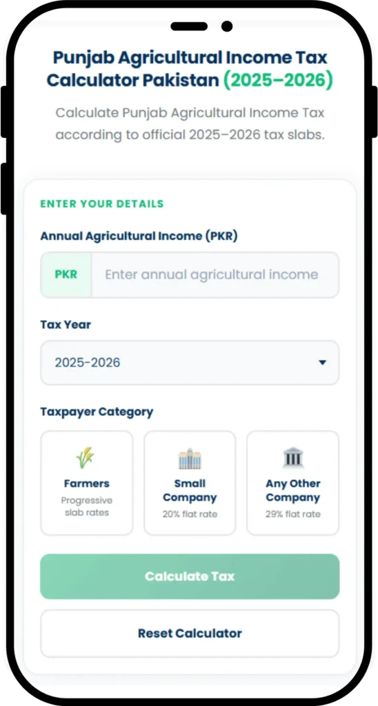 Punjab Agricultural Income Tax Calculator 2026-27 1 Punjab Agricultural Income Tax Calculato